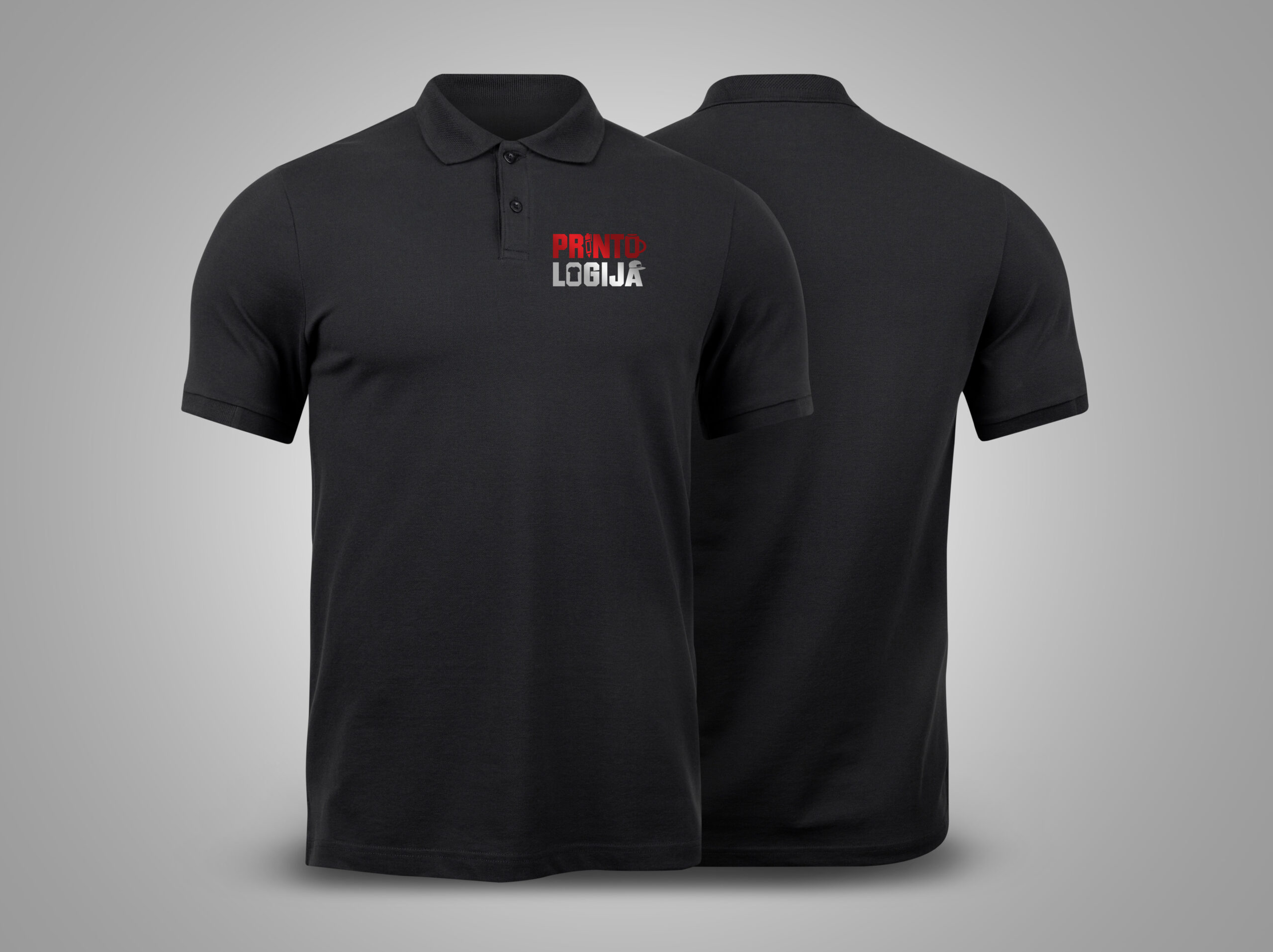 Black Polo mockup front and back used as design template